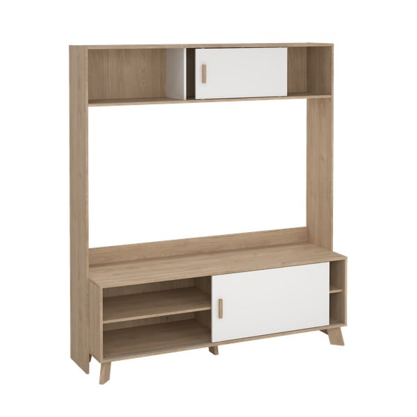 Bijeli/u prirodnoj boji TV set u dekoru hrasta 159x181x48 cm Ikast – Tvilum-image-4