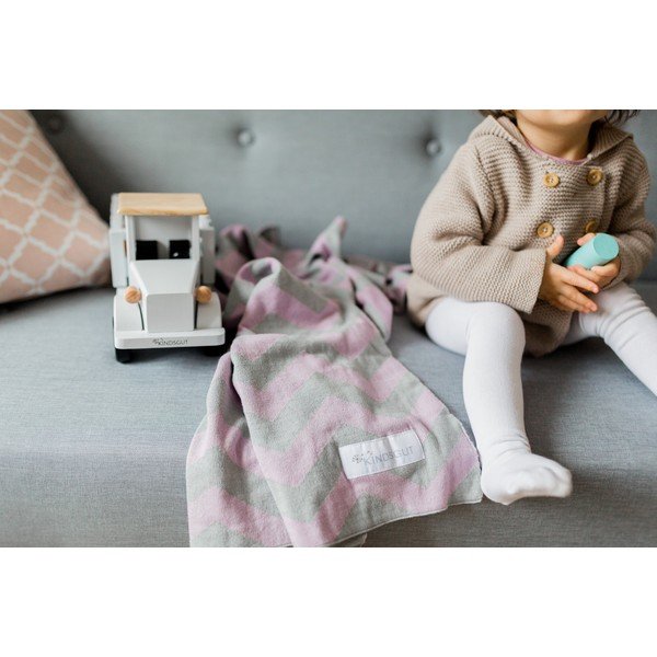 Ružičasto-siva pamučna dječja deka Kindsgut Zigzag, 80 x 100 cm-image-4