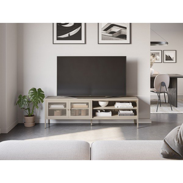 Krem metalna TV komoda 160x50x35 cm Fayna – Marckeric-image-1