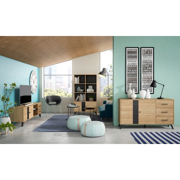 Crna biblioteka u dekoru hrasta 92x160 cm Natura - Marckeric-image-4