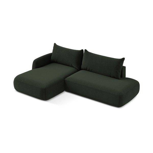 Tamno zelena sklopiva kutna garnitura (s lijevim kutom/s ležaljkom) Hale – Makamii-image-2