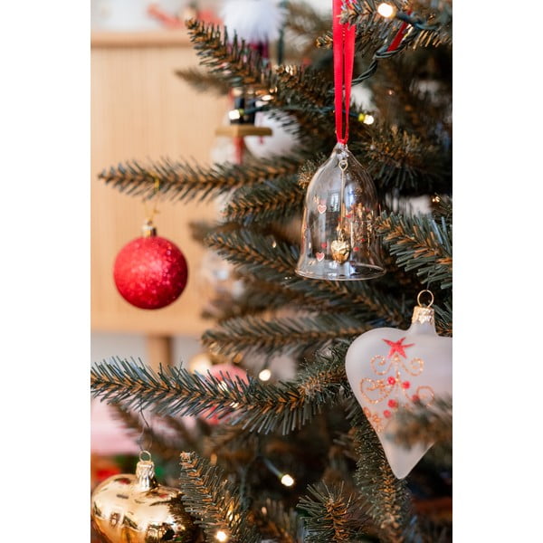 Set od 3 božićna ukrasa od bijelog stakla u obliku srca Ego Decor-image-1