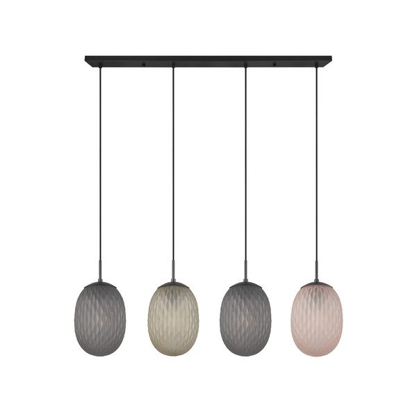 Mat crna viseća svjetiljka sa staklenim sjenilom Facette – Trio