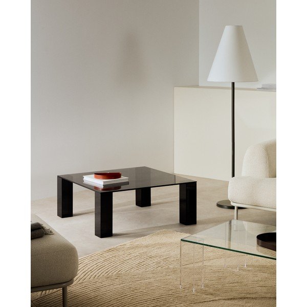 Tamno sivi stakleni stolić za kavu 85x85 cm Adularia – Kave Home-image-1