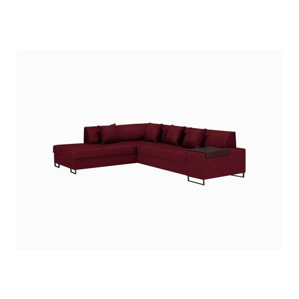 Crveni kutni kauč na razvlačenje s nogicama u crnoj boji Cosmopolitan Design Orlando, lijevi kut