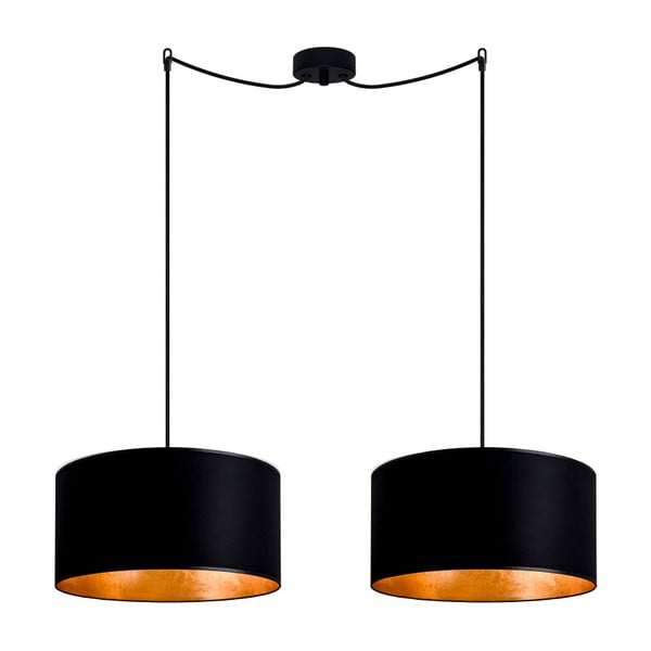 Crna dvokraka viseća lampa s unutrašnjosti zlatne boje Sotto Luce Mika, ⌀ 36 cm