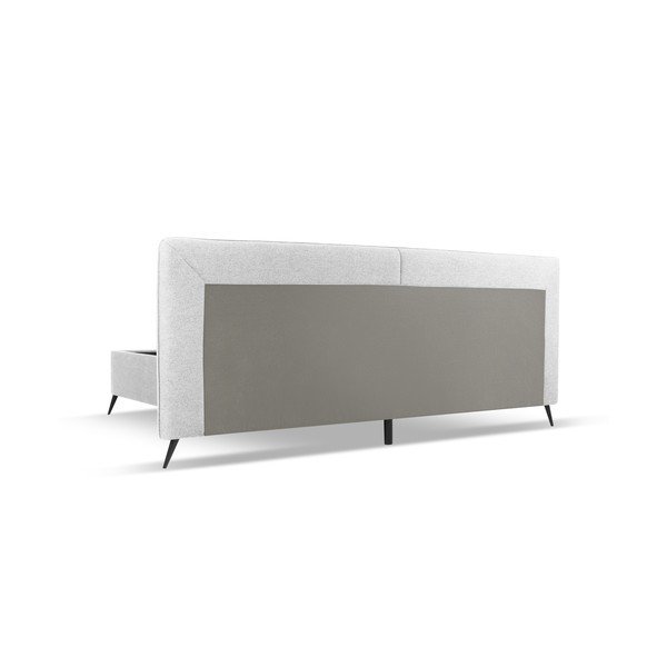 Svijetlo sivi tapecirani bračni krevet s prostorom za pohranu s podnicom 160x200 cm Walter – Milo Casa-image-3