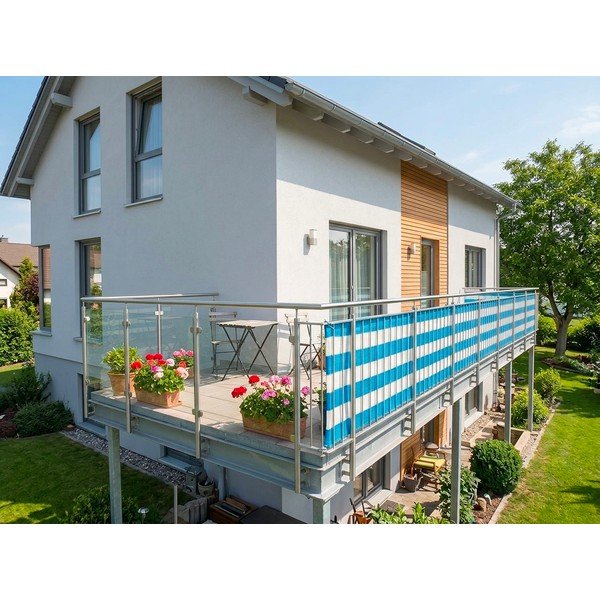 Bijeli/plavi plastičan balkonski zastor 500x90 cm – Garden Pleasure