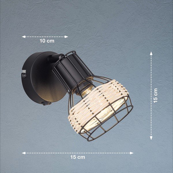 Crna zidna lampa Straw – Fischer & Honsel-image-2