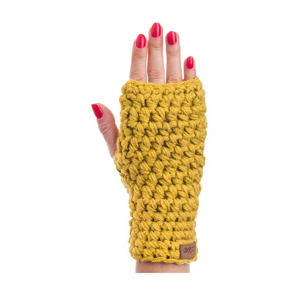 Žute ručno kukičane rukavice boje senfa DOKE Ash