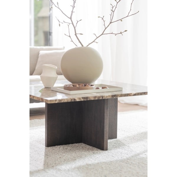 Smeđi mramorni stolić za kavu 90x90 cm Brooksville - Rowico-image-1