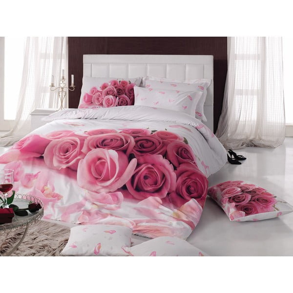 Ružičasta pamučna posteljina s plahtama za krevet za jednu osobu Darlign, 160 x 220 cm