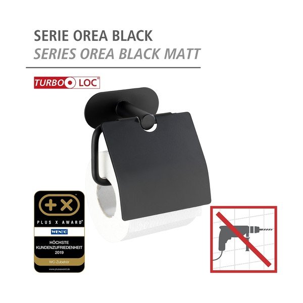 Crni zidni nosač Wenko Orea za toaletni papir-image-3
