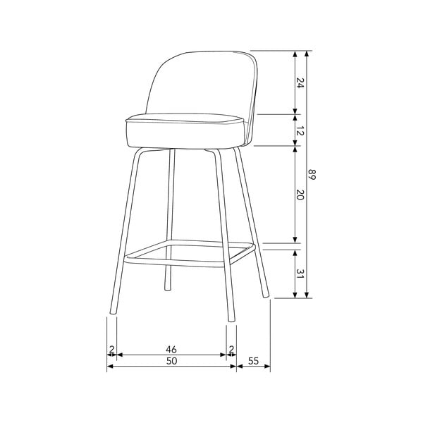 Ciglasta baršunasta barska stolica (visine sjedala 64 cm) Vogue – WOOOD-image-1