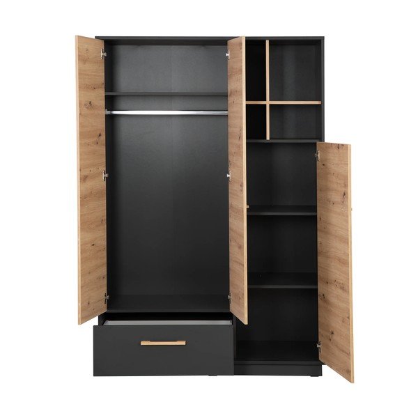 Antracitno siva/u prirodnoj boji dječja garderoba u dekoru hrasta 132x195 cm Lenn – Roba-image-3