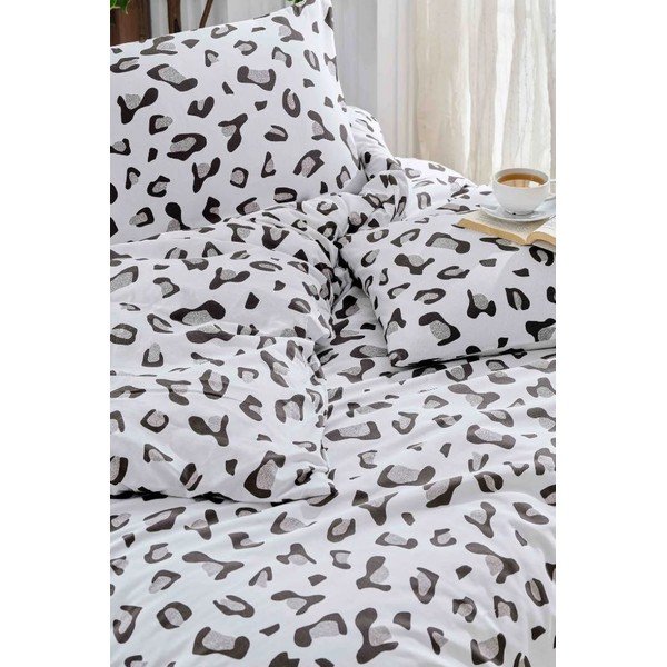 Bijela/siva posteljina za bračni krevet/za produženi krevet od renforce pamuka s uključenom plahtom/4-dijelna 200x220 cm – Mila Home