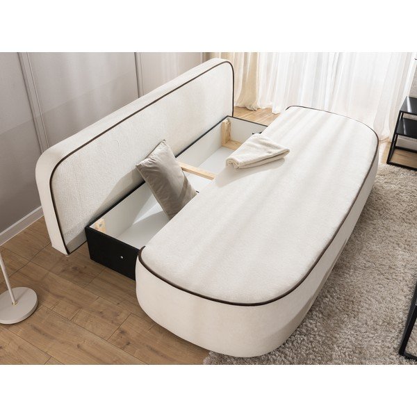 Smeđa/krem baršunasti sklopiva/s prostorom za odlaganje sofa 210 cm Saga – Ropez-image-3