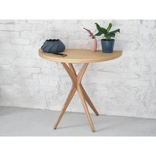 Okrugli proširiv blagovaonski stol s pločom stola u dekoru jasena 45x90 cm Jubi – Ragaba-image-1