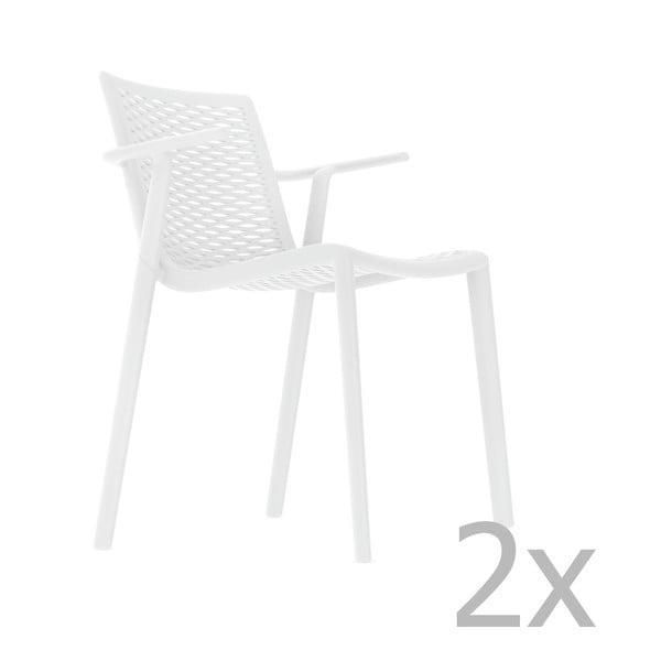 Set od 2 bijele vrtne blagovaonske stolice Resol Net-Kat
