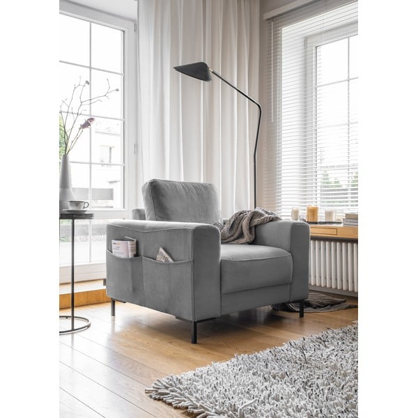 Siva fotelja od samta Lofty Lilly – Miuform-image-2