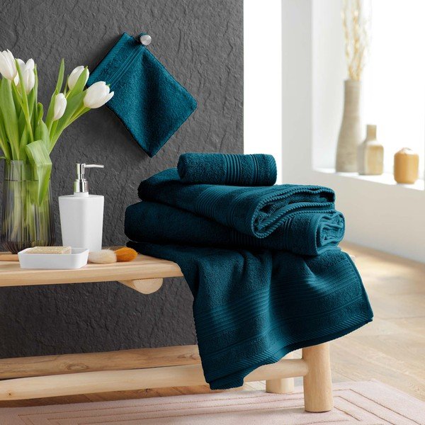 Tamno plavi pamučan ručnik od frotira 30x50 cm Tendresse – douceur d'intérieur-image-2