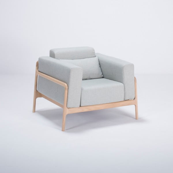 Fotelja od hrasta sa plavo-sivim tekstilnim sjedalom Gazzda Fawn-image-2