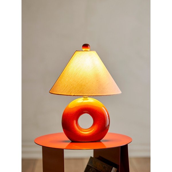 Crvena/krem stolna lampa keramička s tekstilnim sjenilom (visina 42 cm) Panja – Bloomingville-image-4