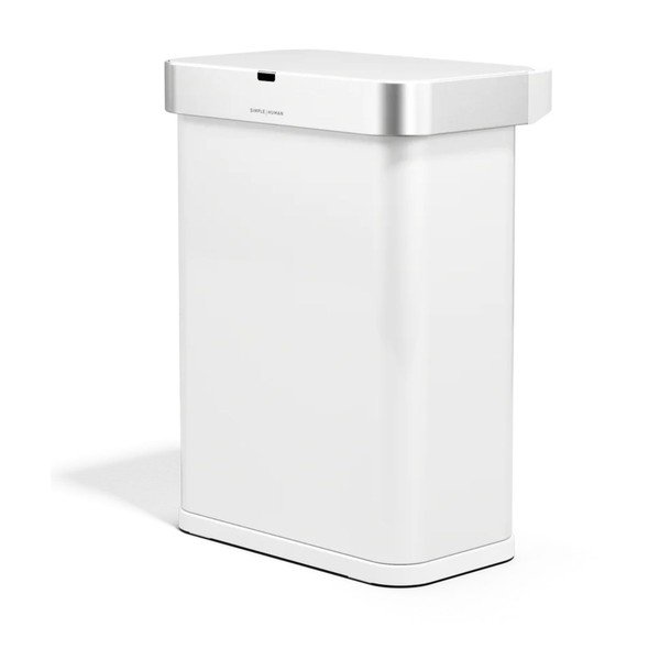 Mat bijela beskontaktna željezna kanta za smeće 58 l Sensor – simplehuman-image-2