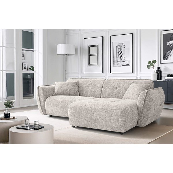 Bež kutna garnitura od šenila (s desnim kutom/s ležaljkom) Nelia – Ropez-image-1