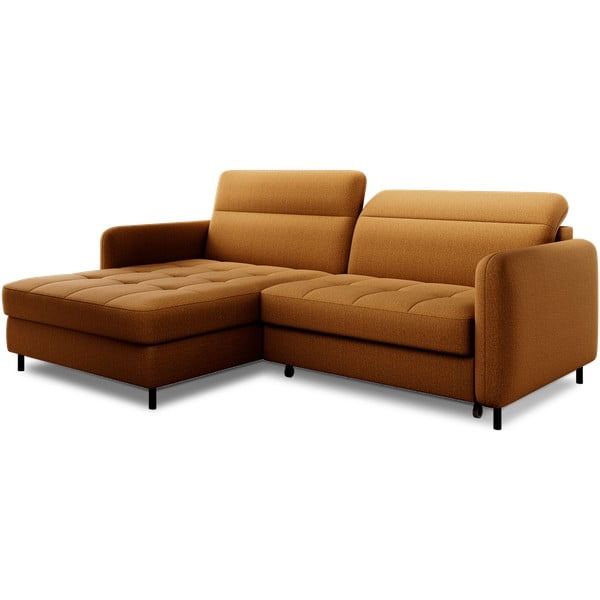 Žuta  baršunasti sklopiva/s prostorom za odlaganje kutna garnitura (s lijevim kutom/s ležaljkom) Gomsi – ELTAP-image-2