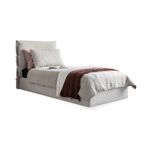 Bež tapecirani krevet za jednu osobu s okvirom od letvica 90x200 cm Sleepy Luna - Miuform