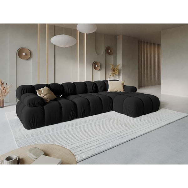 Crna baršunasta sofa 285 cm Bellis – Micadoni Home-image-1