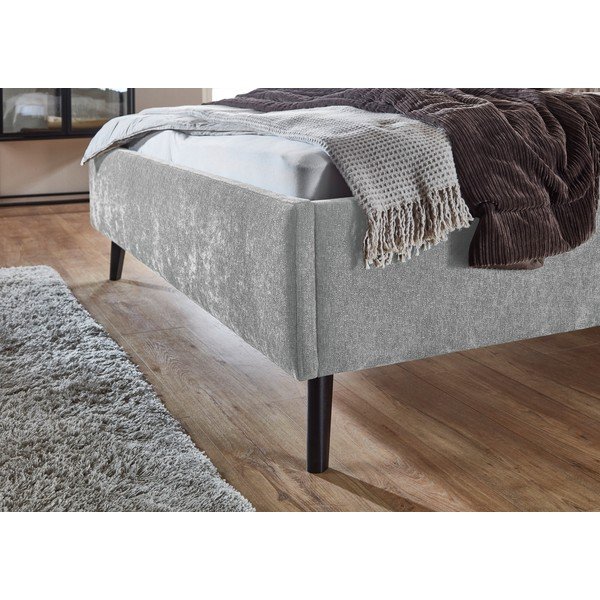 Sivi tapecirani bračni krevet s prostorom za odlaganje s podnicom 180x200 cm Nova – Meise Möbel-image-4