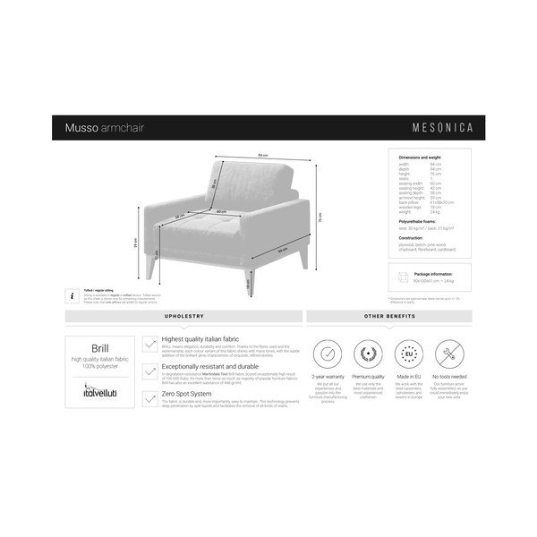 Plava fotelja s drvenim nogama MESONICA Musso Tufted-image-4