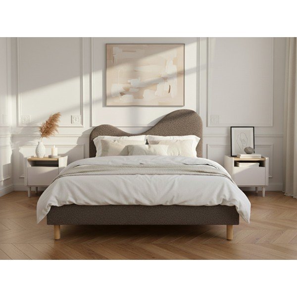 Smeđi podstavljeni tapecirani bračni krevet s podnicom 180x200 cm Celina – Bobochic Paris-image-2