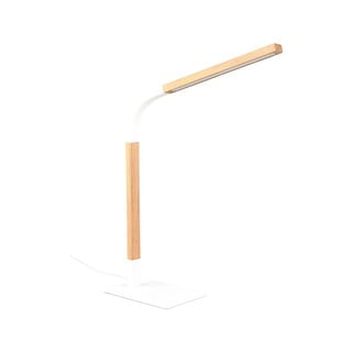 Bijela/u prirodnoj boji LED stolna lampa s mogućnosti zatamnjivanja s drvenim sjenilom (visina 73,5 cm) Norris – Trio