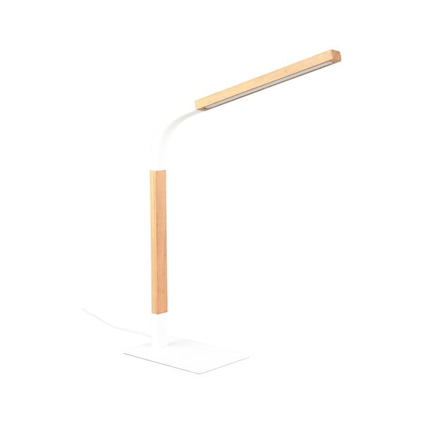 Bijela/u prirodnoj boji LED stolna lampa s mogućnosti zatamnjivanja s drvenim sjenilom (visina 73,5 cm) Norris – Trio-image-1