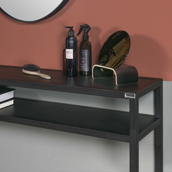 Crni pomoćni stol s hrastovom pločom stola 30x120 cm Daniël – Spinder Design-image-4