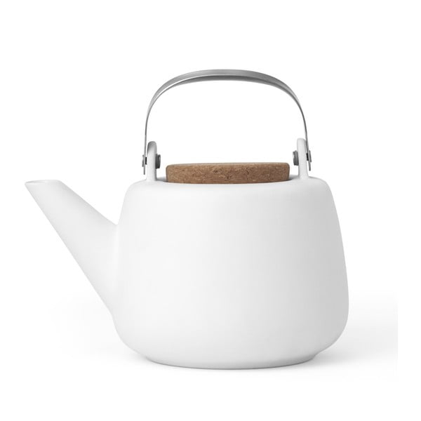 Bijeli čajnik s cjediljkom i mat površinom Viva Scandinavia Nicola, 1 l