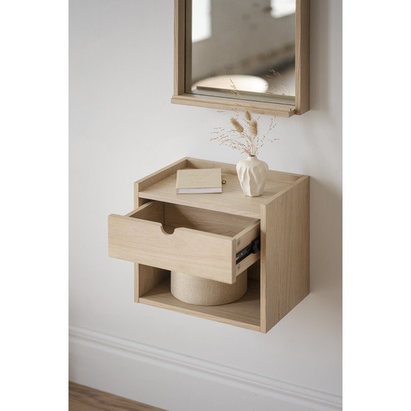 Viseći/s policama noćni ormarić od punog hrasta u prirodnoj boji Hillmond – Rowico-image-4