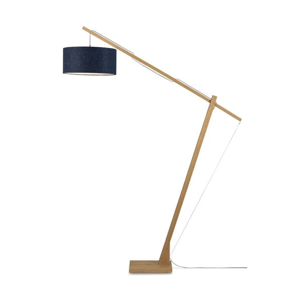 Podna svjetiljka s tamnoplavim sjenilom i Good &amp; Mojo Montblanc konstrukcijom od bambusa