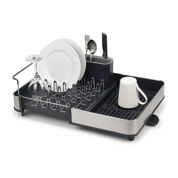 Tamno sivi prilagodljiv ocjeđivač za posuđe od nehrđajućeg čelika 36x32 cm Extend Steel – Joseph Joseph-image-4