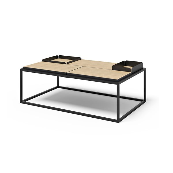 Crni/u prirodnoj boji stolić za kavu s pločom stola u dekoru hrasta 75x120 cm Douro – TemaHome-image-2