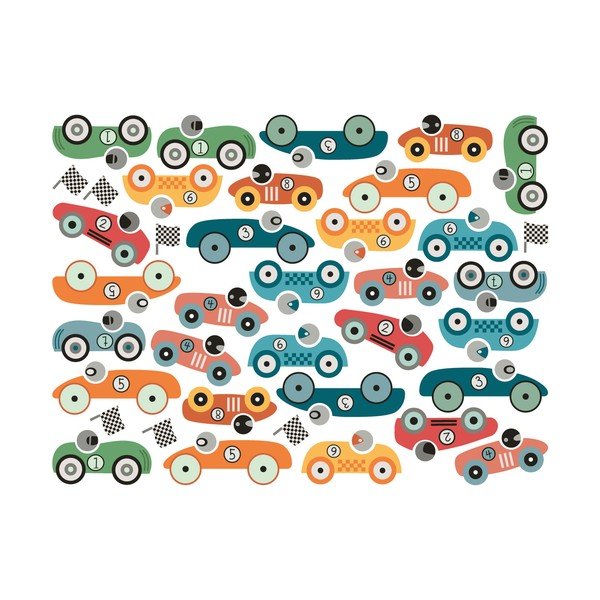 Set od 30 zidnih samoljepljivih naljepnica Ambiance Racing Cars-image-1