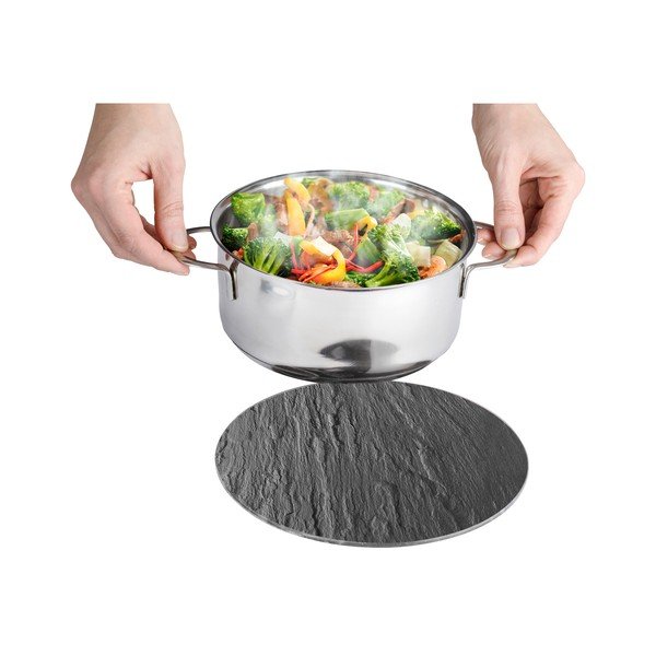 Crna staklena podloška Wenko Trivet ø 20 cm-image-2