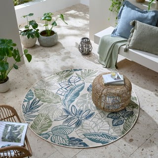 Zeleni/plavi okrugao unutarnji i vanjski tepih ø 160 cm Bella Leaf – Flair Rugs