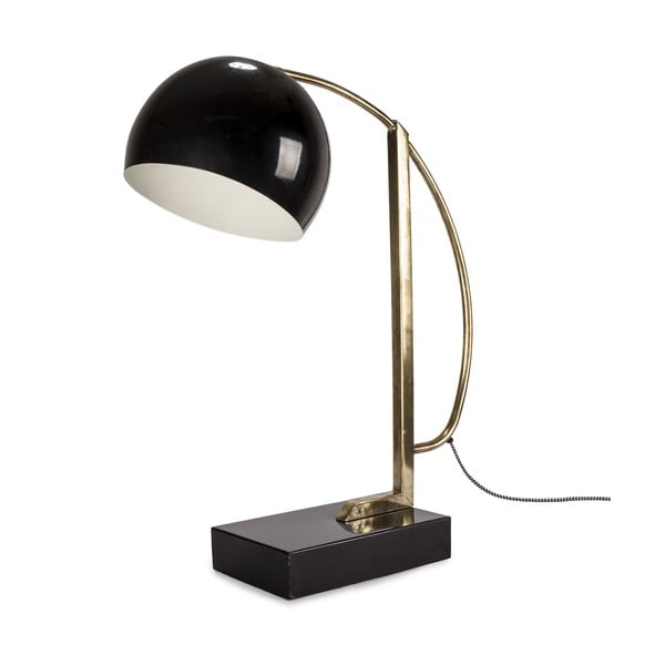 Sjajno crna stolna lampa s metalnim sjenilom (visina 56 cm) Antique – HF Living