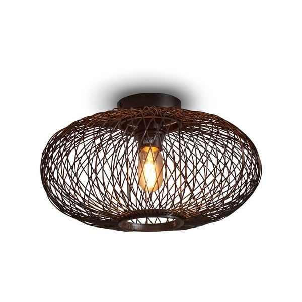 Crna stropna svjetiljka s bambusovim sjenilom ø 40 cm Cango – Good&Mojo