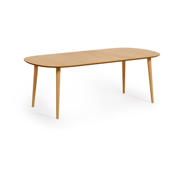 Okrugli proširiv blagovaonski stol u dekoru hrasta u prirodnoj boji ø 160 cm Oqui – Kave Home-image-2