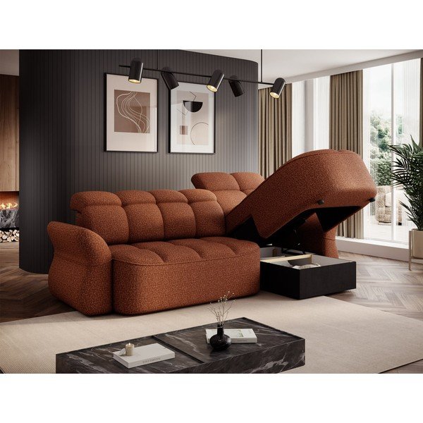 Baršunasti sklopiva/s prostorom za odlaganje kutna garnitura boja terakote (s desnim kutom/s ležaljkom) Beneth – ELTAP-image-4